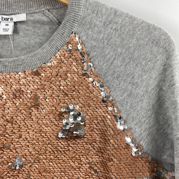 Bar 111 Heather grey and rose pink sequin sweatshirt - Picture 6 of 12